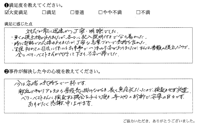対応が常に迅速かつ丁寧・明瞭でした