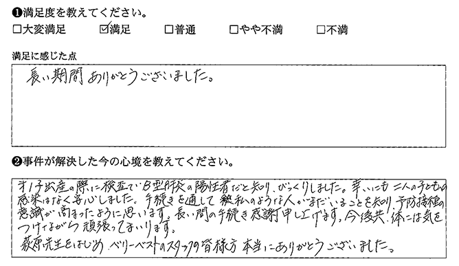 長い間の手続きに感謝申し上げます